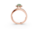 Rose gold Fancy Green Marquise  Cut Halo Diamond Engagement Ring with Split Shank and Four-Prong Setting_23
