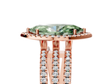 Rose gold Fancy Green Marquise  Cut Halo Diamond Engagement Ring with Split Shank and Four-Prong Setting_25