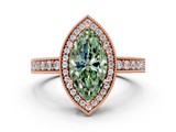 Rose gold Fancy Green Marquise  Cut Halo Diamond Pave Band Ring with Four-Prong Setting_25
