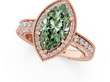 Rose gold Fancy Green Marquise  Cut Halo Diamond Pave Band Ring with Four-Prong Setting_26