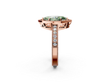 Rose gold Fancy Green Marquise  Cut Halo Diamond Pave Band Ring with Four-Prong Setting_27