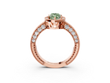 Rose gold Fancy Green Marquise  Cut Halo Diamond Pave Band Ring with Four-Prong Setting_28