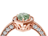 Rose gold Fancy Green Marquise  Cut Halo Diamond Pave Band Ring with Four-Prong Setting_29