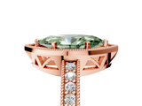 Rose gold Fancy Green Marquise  Cut Halo Diamond Pave Band Ring with Four-Prong Setting_30