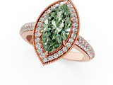 Rose gold Fancy Green Marquise  Cut Halo Diamond Pave Band with Four-Prong Setting_38