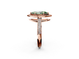 Rose gold Fancy Green Marquise  Cut Halo Diamond Pave Band with Four-Prong Setting_39