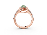 Rose gold Fancy Green Marquise  Cut Halo Diamond Pave Band with Four-Prong Setting_40