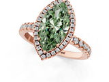 Rose gold Fancy Green Marquise Cut Halo Diamond Pave Band with Prong Setting_1