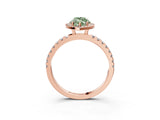Rose gold Fancy Green Marquise Cut Halo Diamond Pave Band with Prong Setting_3