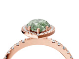 Rose gold Fancy Green Marquise Cut Halo Diamond Pave Band with Prong Setting_4