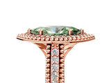 Rose gold Fancy Green Marquise Cut Halo Diamond Ring with Beaded Split Shank and Four-Prong Setting_5