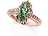 Rose gold Fancy Green Marquise  Cut Halo Diamond Ring with Channel Set Band and Four-Prong Setting_33
