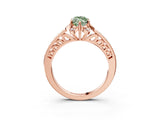 Rose gold Fancy Green Marquise  Cut Halo Diamond Ring with Channel Set Band and Four-Prong Setting_35