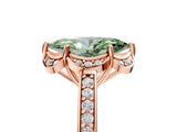 Rose gold Fancy Green Marquise  Cut Halo Diamond Ring with Channel Set Band and Four-Prong Setting_37