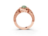 Rose gold Fancy Green Marquise  Cut Halo Diamond Ring with Pavé Band and Four-Prong Setting_62