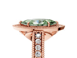 Rose gold Fancy Green Marquise  Cut Halo Diamond Ring with Pavé Band and Four-Prong Setting_64