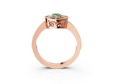 Rose gold Fancy Green Marquise  Cut Halo Diamond Ring with Pavé Band and Milgrain Prong Setting_35