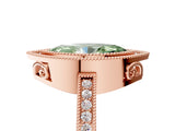 Rose gold Fancy Green Marquise  Cut Halo Diamond Ring with Pavé Band and Milgrain Prong Setting_37