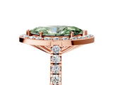 Rose gold Fancy Green Marquise Cut Halo Diamond Ring with Pavé Band and Three-Prong Setting_5