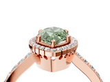 Rose gold Fancy Green Marquise  Cut Halo Diamond Ring with Pave Band and Four-Prong Setting_28