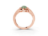 Rose gold Fancy Green Marquise Cut Halo Diamond Split Shank Ring with Prong Setting_3