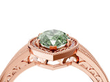 Rose gold Fancy Green Marquise Cut Halo Diamond Split Shank Ring with Prong Setting_4