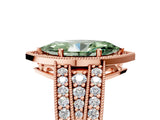 Rose gold Fancy Green Marquise Cut Halo Diamond Split Shank Ring with Prong Setting_5