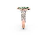Rose gold Fancy Green Marquise Cut Halo Pavé Diamond Engagement Ring with Split Shank and Four-Prong Setting_5