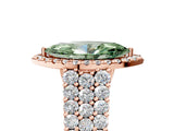 Rose gold Fancy Green Marquise Cut Halo Pavé Diamond Engagement Ring with Split Shank and Four-Prong Setting_8