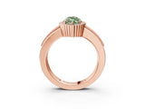 Rose gold Fancy Green Marquise  Cut Halo Pave Band Four-Prong Ring_52