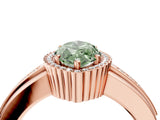 Rose gold Fancy Green Marquise  Cut Halo Pave Band Four-Prong Ring_53