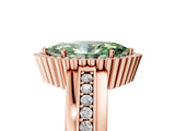 Rose gold Fancy Green Marquise  Cut Halo Pave Band Four-Prong Ring_54