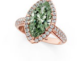 Rose gold Fancy Green Marquise  Cut Halo Pave Band Four-Prong Setting Ring_37