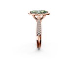Rose gold Fancy Green Marquise  Cut Halo Pave Band Four-Prong Setting Ring_38