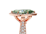 Rose gold Fancy Green Marquise  Cut Halo Pave Band Four-Prong Setting Ring_41