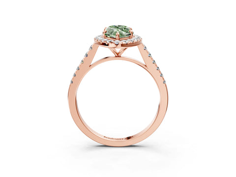 Rose gold Fancy Green Marquise Cut Halo Pave Diamond Engagement Ring with Four-Prong Setting_3