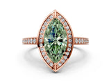 Rose gold Fancy Green Marquise  Cut Halo Pave Split Shank Prong Setting Ring_33