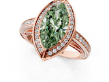 Rose gold Fancy Green Marquise  Cut Halo Pave Split Shank Prong Setting Ring_34