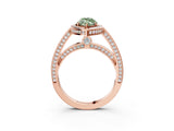 Rose gold Fancy Green Marquise  Cut Halo Pave Split Shank Prong Setting Ring_36