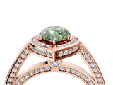 Rose gold Fancy Green Marquise  Cut Halo Pave Split Shank Prong Setting Ring_37