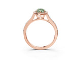 Rose gold Fancy Green Marquise Cut Halo Round Diamond Pavé Band with Four-Prong Setting_6