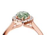 Rose gold Fancy Green Marquise Cut Halo Round Diamond Solitaire Ring with Pavé Band and Four-Prong Setting_4