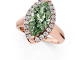 Rose gold Fancy Green Marquise  Cut Halo Solitaire Engagement Ring with Square Band and Four-Prong Setting_67