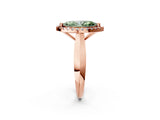 Rose gold Fancy Green Marquise  Cut Halo Solitaire Engagement Ring with Square Band and Four-Prong Setting_68