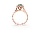 Rose gold Fancy Green Marquise  Cut Halo Solitaire Engagement Ring with Square Band and Four-Prong Setting_69