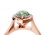 Rose gold Fancy Green Marquise  Cut Halo Solitaire Engagement Ring with Square Band and Four-Prong Setting_70