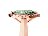 Rose gold Fancy Green Marquise  Cut Halo Solitaire Engagement Ring with Square Band and Four-Prong Setting_71