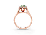 Rose gold Fancy Green Marquise  Cut Halo Solitaire Engagement Ring with Square Band and Four-Prong Setting_93