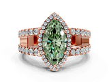 Rose gold Fancy Green Marquise  Cut Halo Split Shank Diamond Ring with Four-Prong Setting_62
