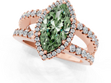 Rose gold Fancy Green Marquise  Cut Halo Split Shank Diamond Ring with Four-Prong Setting_63